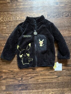Pokémon Pikachu Toddler Boys Black Plush Zip-Up Jacket 3T